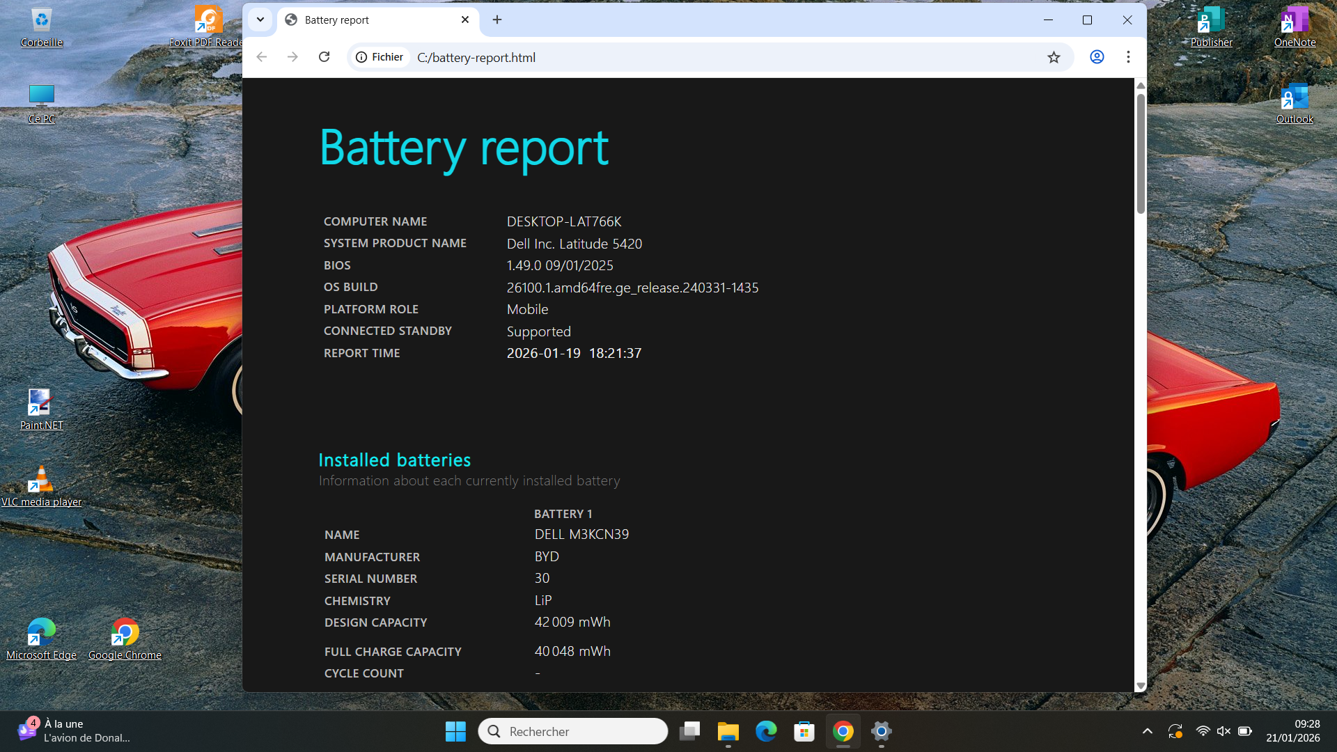 Dell Latitude 5420 – rapport de batterie