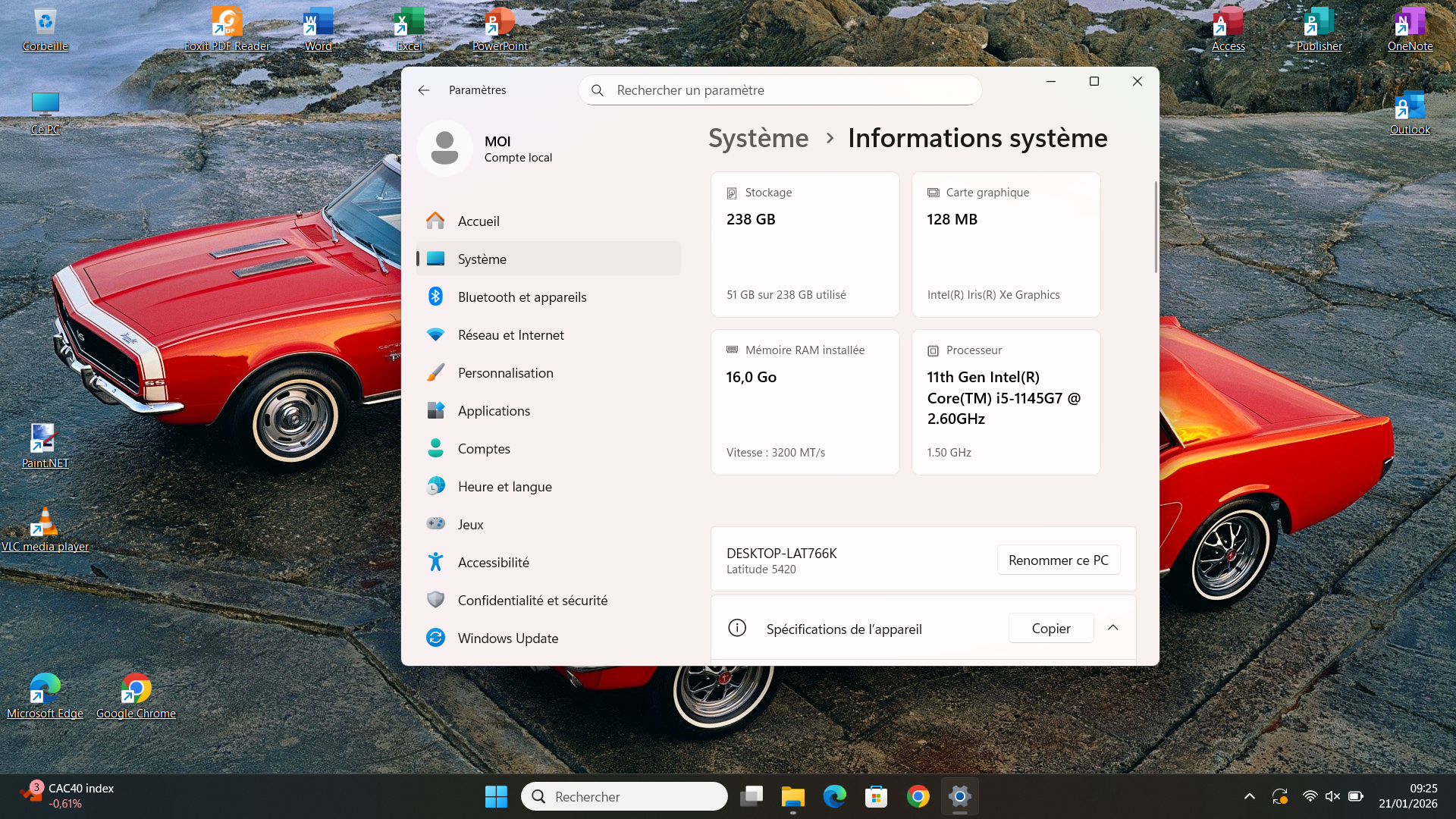 Dell Latitude 5420 – informations système